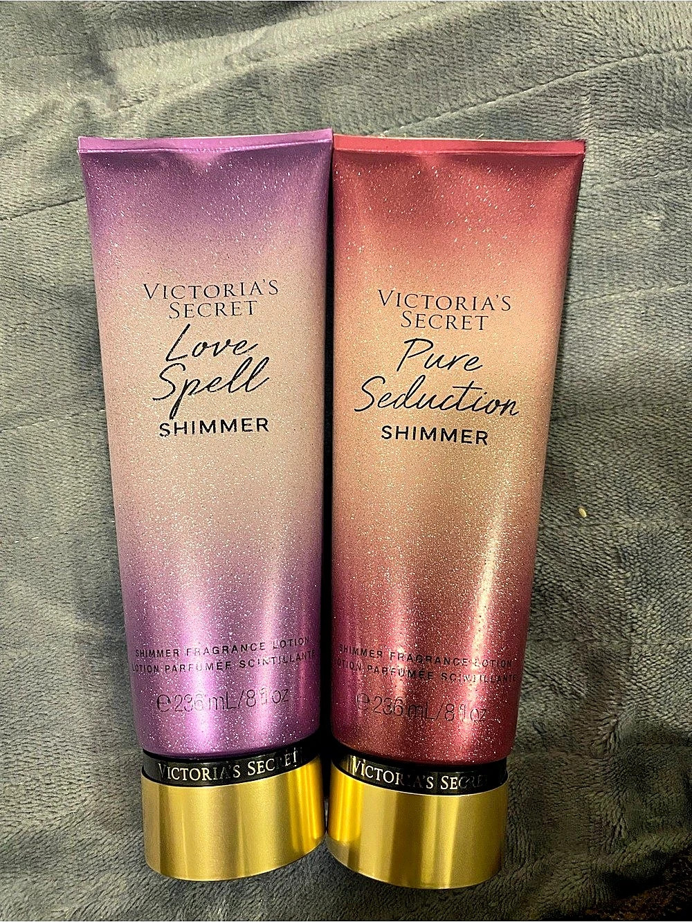 2x Victoria's Secret Love Spell Shimmer and Pure Seduction Shimmer Lotion